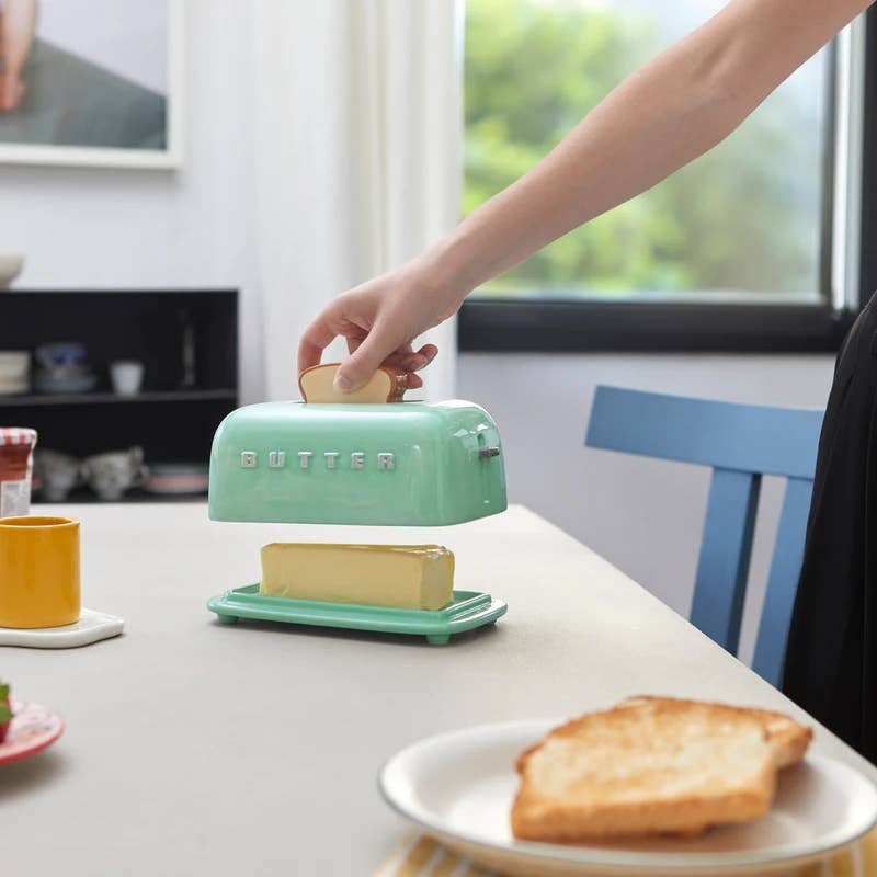 Toasty Ceramic Butter Dish - Turquoise