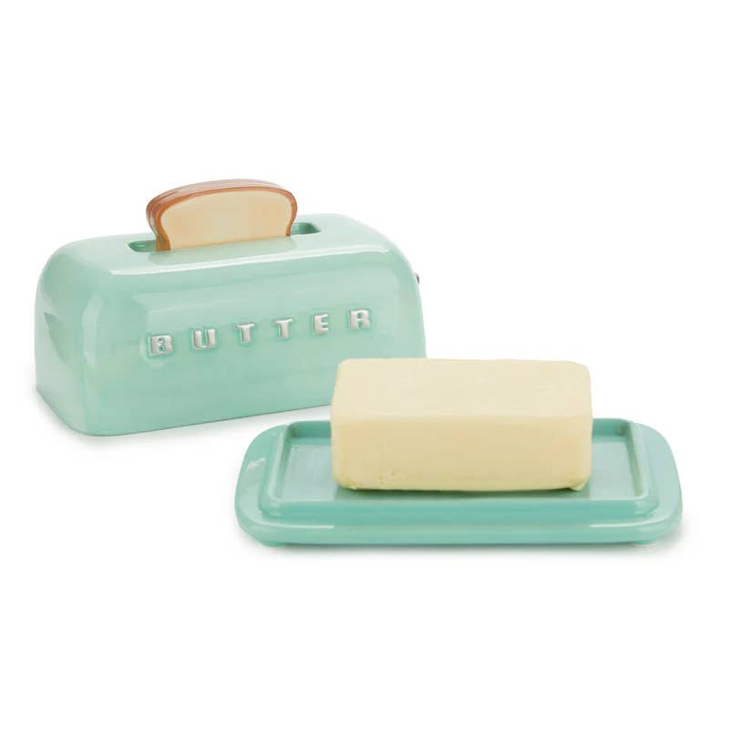 Toasty Ceramic Butter Dish - Turquoise