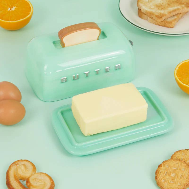 Toasty Ceramic Butter Dish - Turquoise
