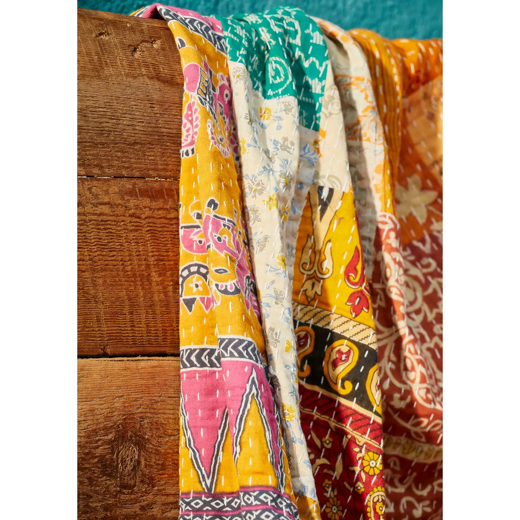 Vintage Kantha Patchwork Throw