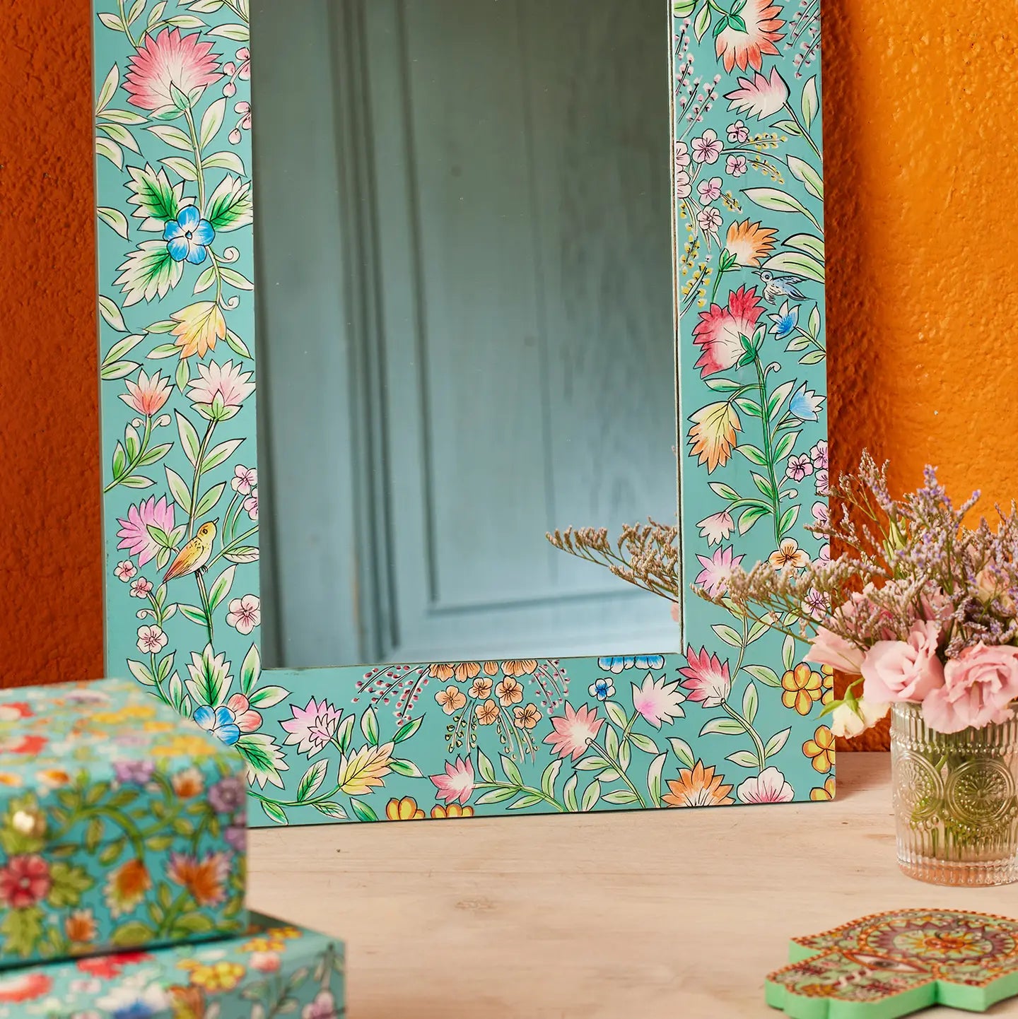 Saanvi Hand painted Floral Mirror
